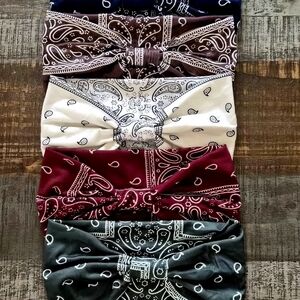 Set of 5 Vibrant Headband Hair Bands Paisley ~ Soft and Flexible ~ Adult BNIP